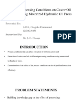 Effects of Processing Conditions on Castor Oil Extraction