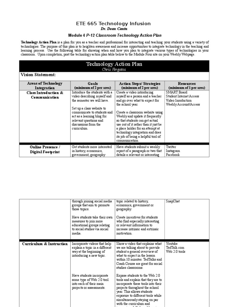 P-12 Classroom Tech Action Plan | PDF | Educational Assessment | Teachers