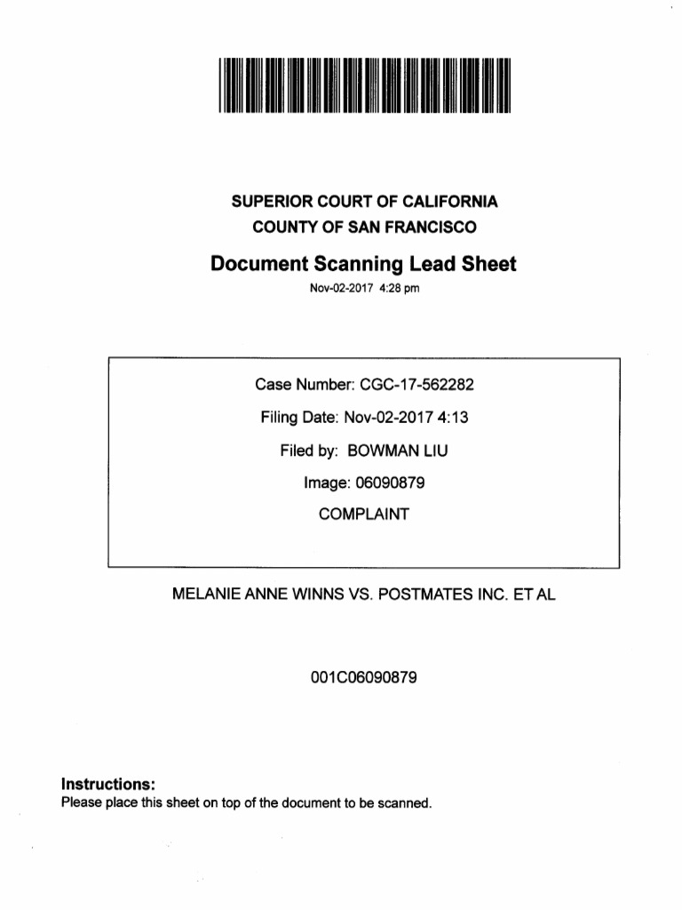 Postmates Winns Lawsuit PDF