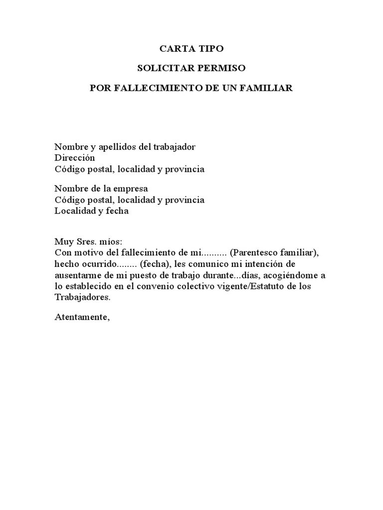 PlusesmasCarta Tipo Permiso Fallecimiento Familiar PDF