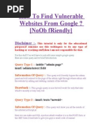 How To Find Vulnerable Websites From Google (Educational Purposr Only)