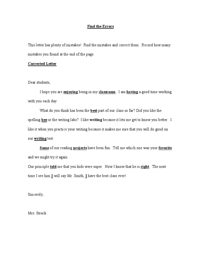 Corrected Letter for Students | PDF | Language Arts & Discipline | Self ...