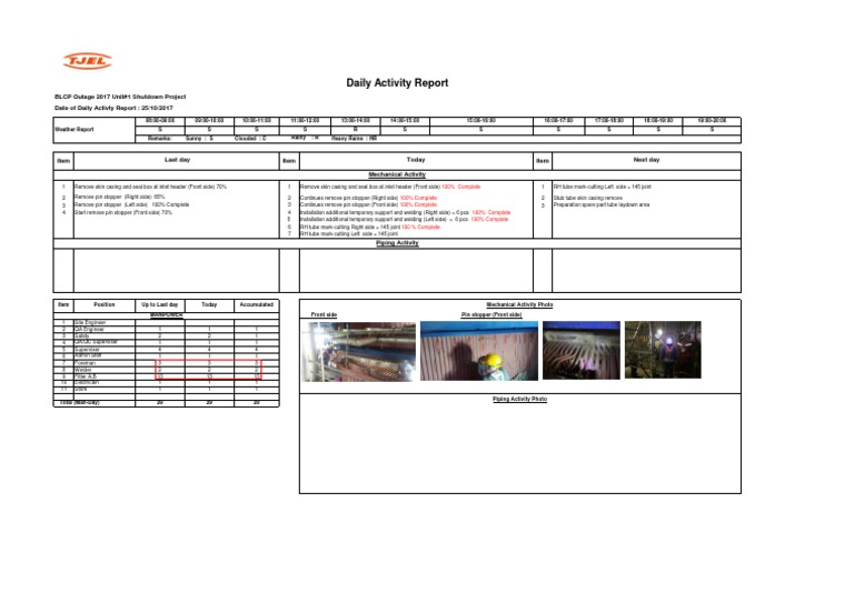 Daily Activity Report for BLCP Outage | PDF | Mechanical Engineering ...