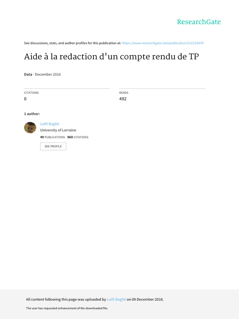 Rédaction de Comptes Rendus de TP | PDF | Résistance (électricité ...