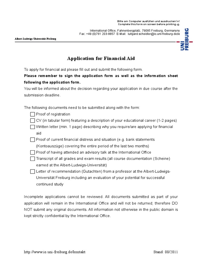 Application Financial Aid | PDF