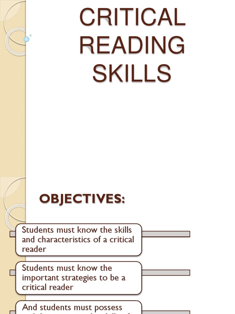 Critical Reading Skills and Strategies | PDF | Reading (Process) | Argument