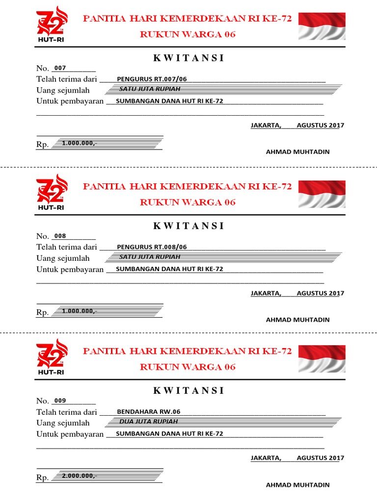 Kwitansi Hut Ri | PDF
