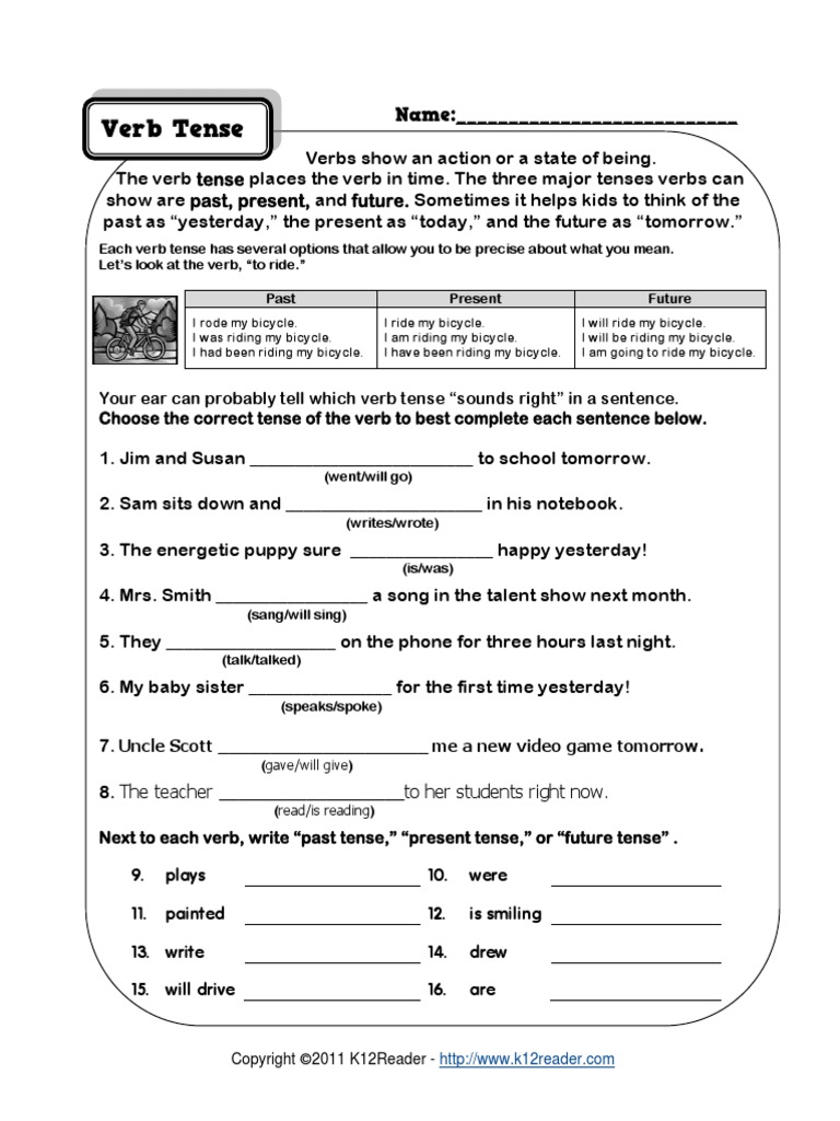 Verb Tense Pdf Grammatical Tense Verb