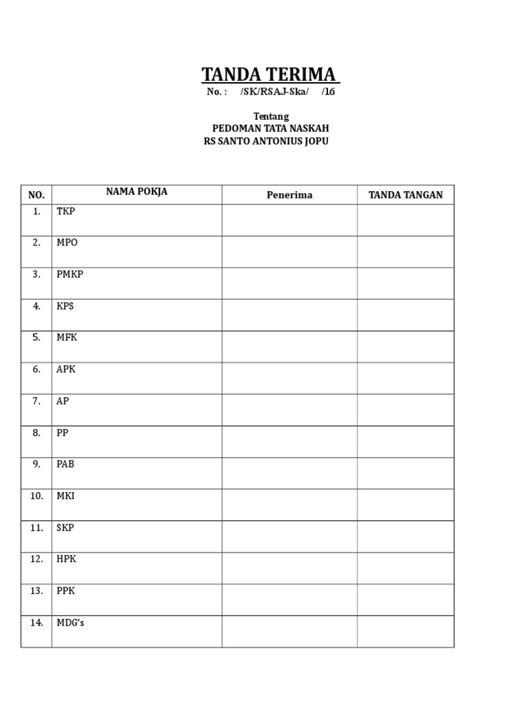 Tanda Terima Pedoman Tata Naskah | PDF