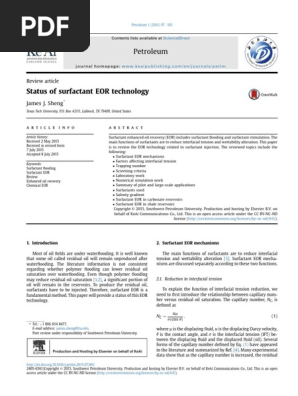 Sheng 2015 Status Of Surfactant Eor Technology Enhanced Oil