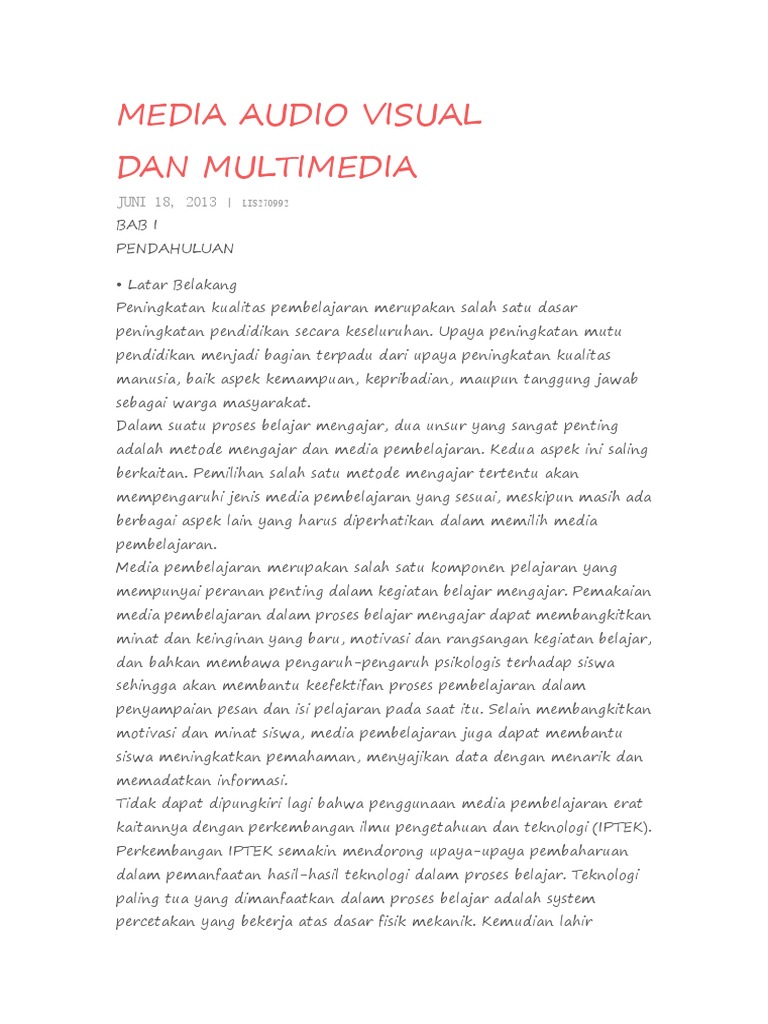 Media Audio Visual Dan Multimedia | PDF
