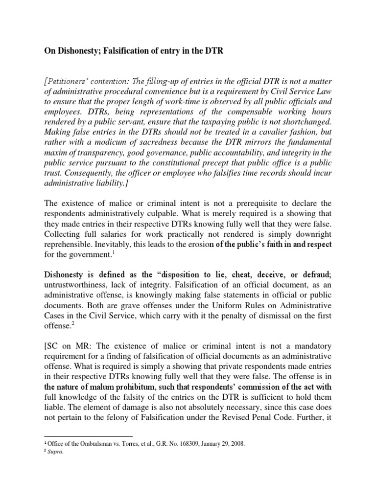 Falsification of DTR | Falsifiability | Crimes