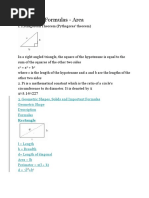 Important Formulas - Area: 3. Geometric Shapes, Solids and Important Formulas Geometric Shape Description Formulas