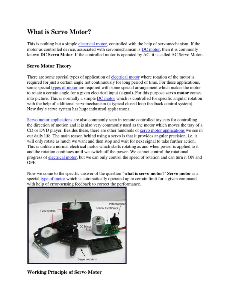 Servo Motor Basics, Working Principle & Theory