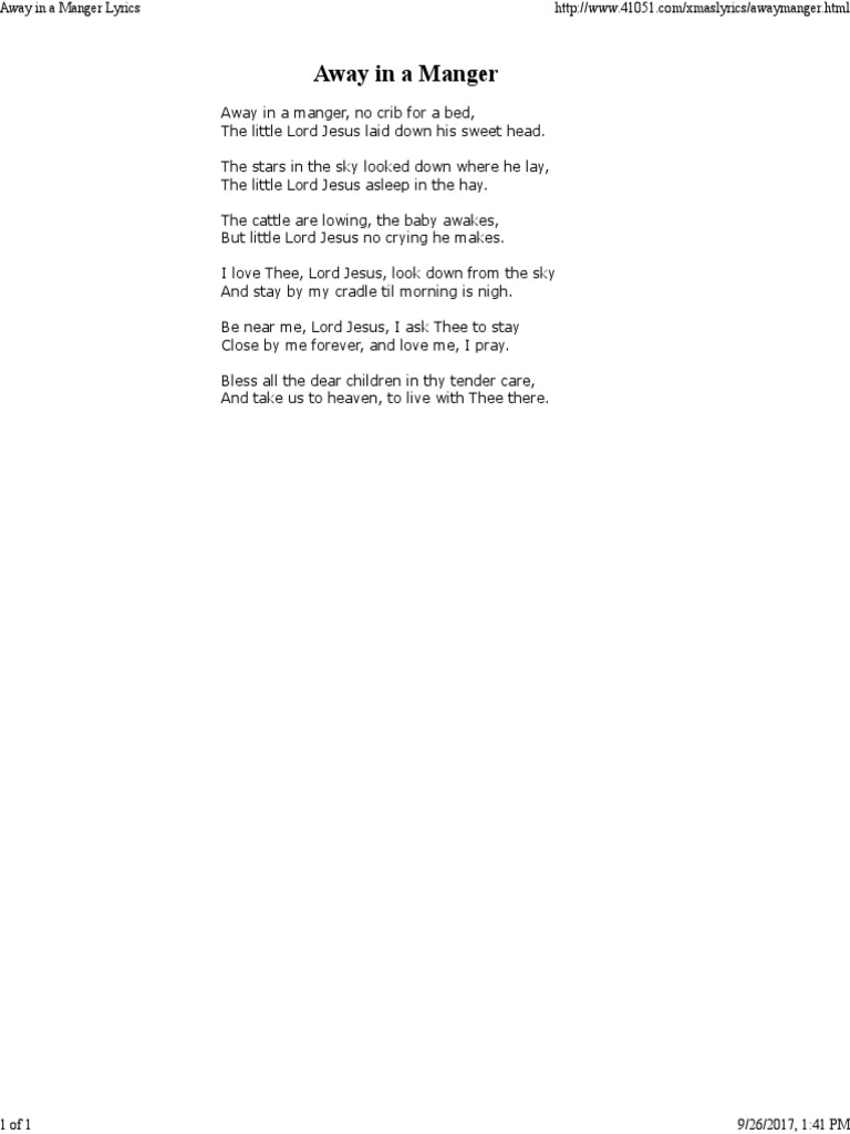 Away In A Manger Lyrics Pdf