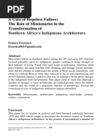 A Case of Hopeless Failure: The Role of Missionaries in The Transformation of Southern Africa's Indigenous Architecture
