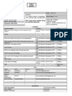 Countryfile Call Sheet