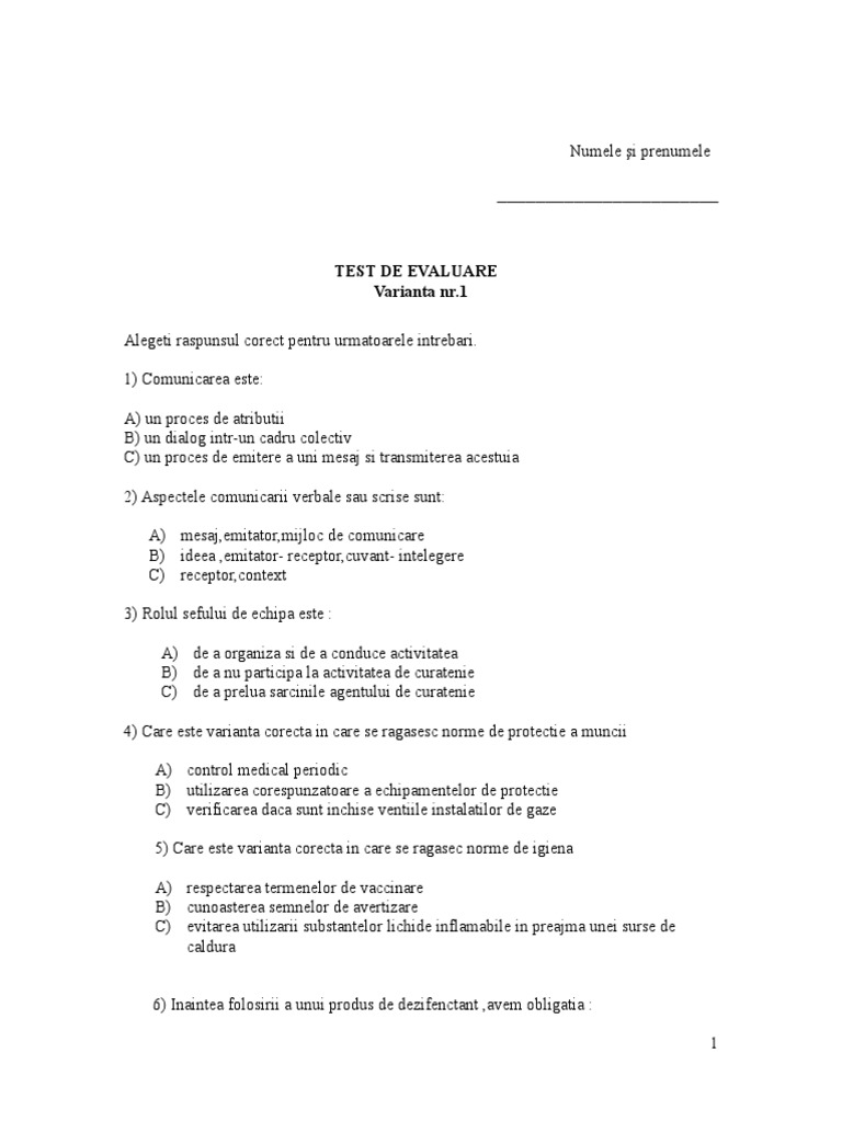 Test Agent de Curatenie PDF
