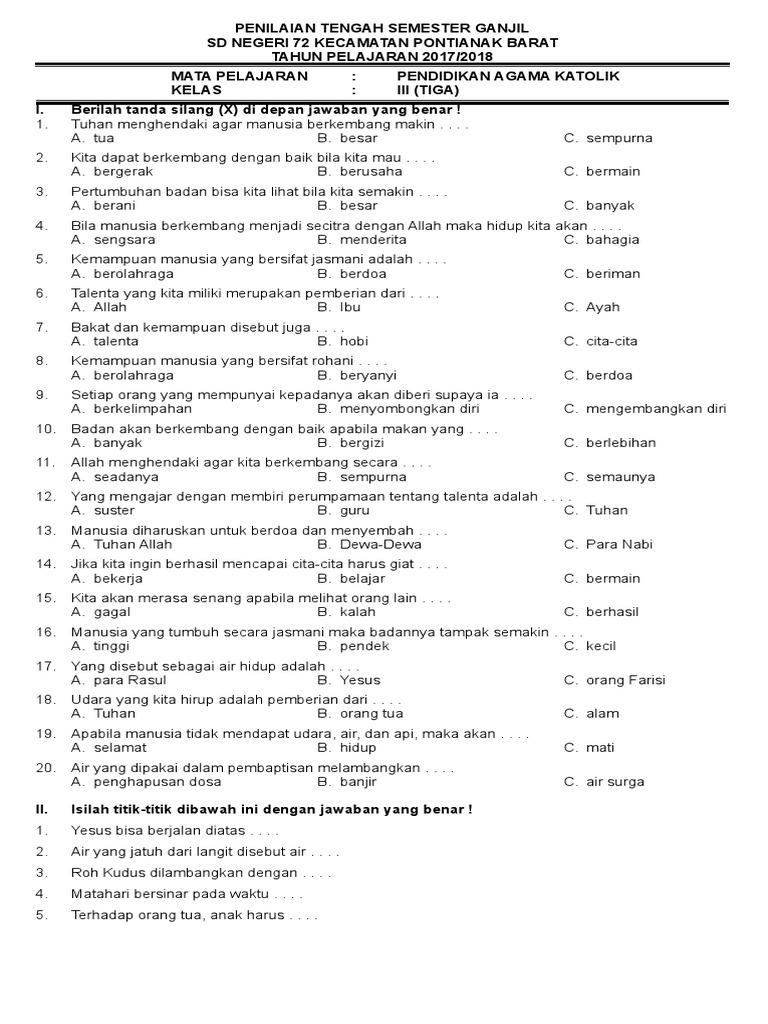 Soal Agama Katolik Pdf