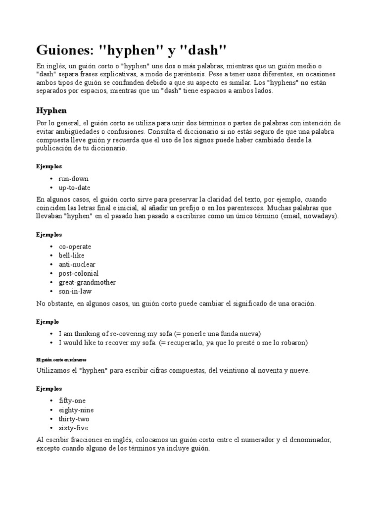 Hyphen Dash | PDF | Soporte | Escritura