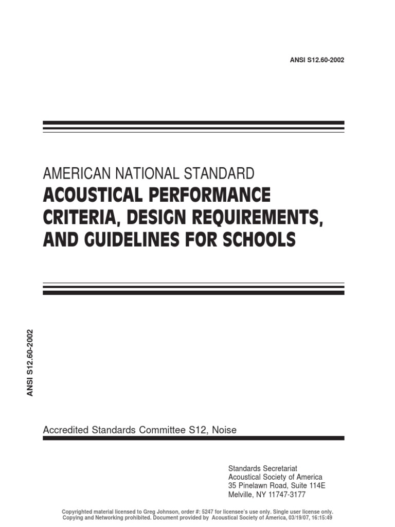 ASA Acoustic Requirements For Schools PDF | PDF | Decibel | Qualia