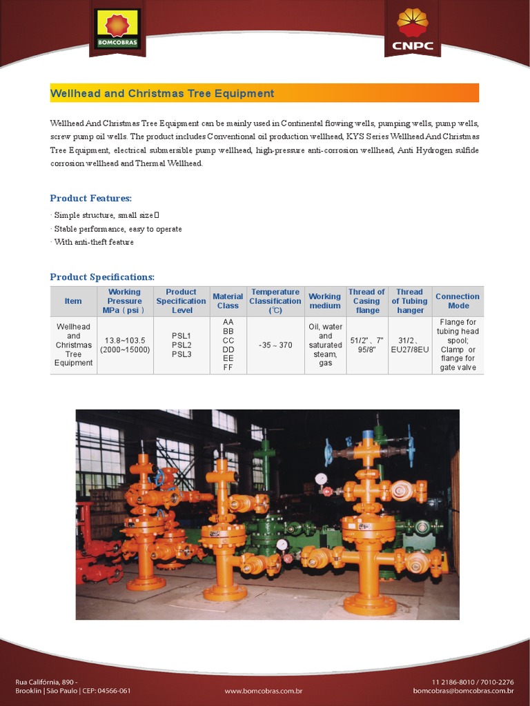Wellhead and Christmas Tree Equipment Specifications and Product