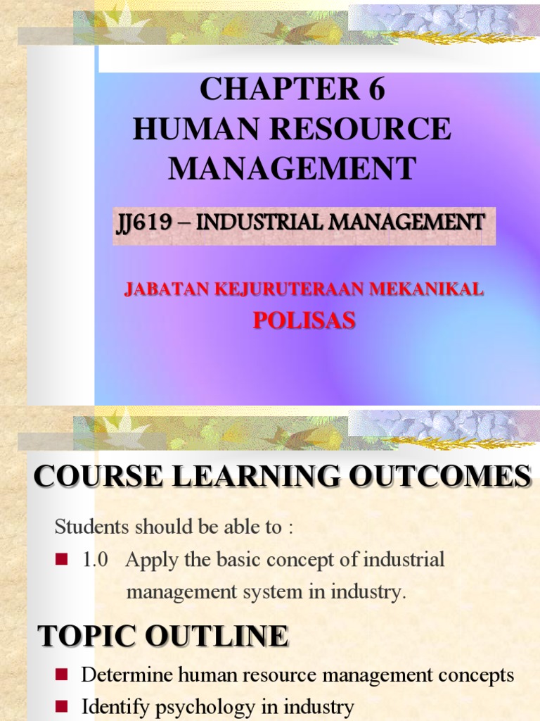 Chapter 6 Human Resource Management PDF | PDF | Industrial And ...