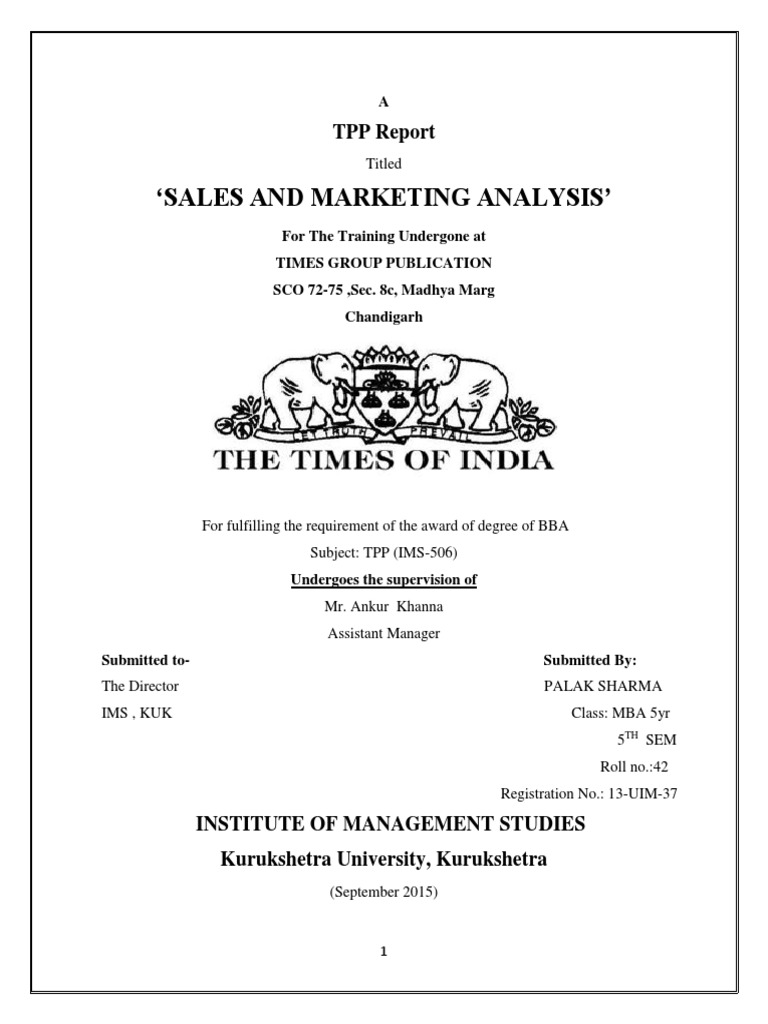 Sales and Marketing Analysis': TPP Report | PDF | Newspapers ...