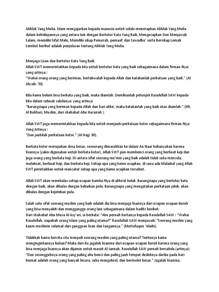 Akhlak Yang Mulia Pdf