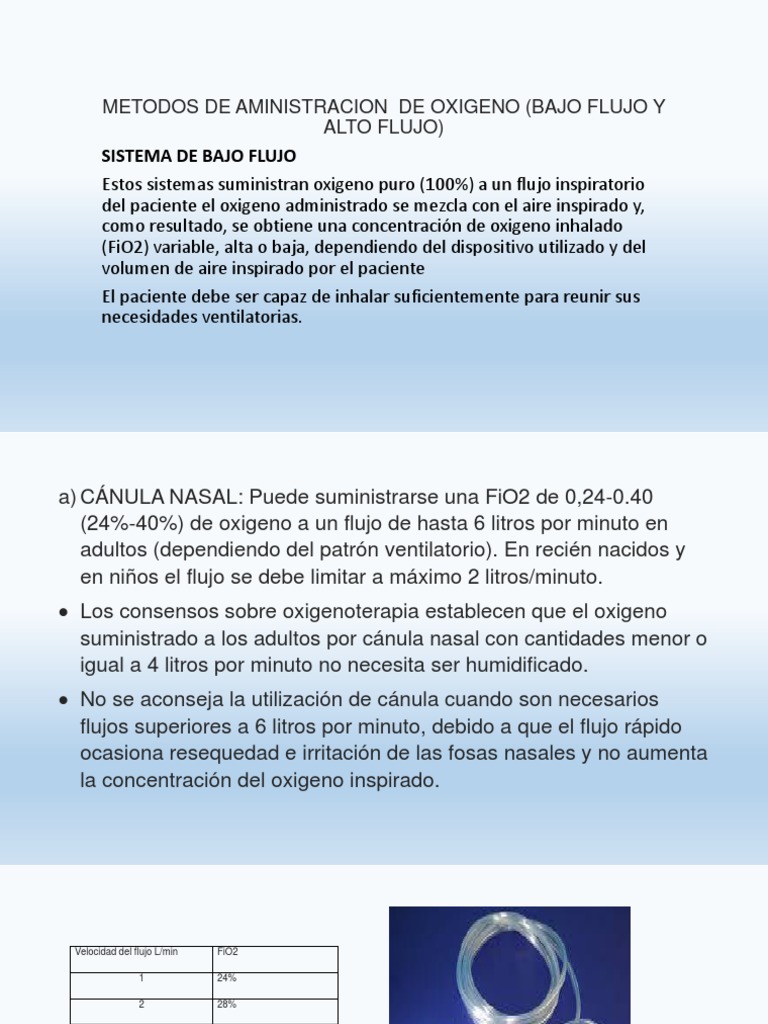 Métodos de Administración de Oxígeno | PDF | Oxígeno | Salud y bienestar