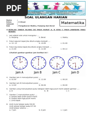 Soal Matematika Kelas 2 Sd Bab 4 Pengkuran Waktu Panjang Dan