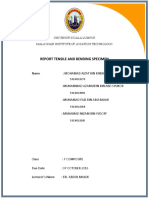 MALAYSIAN INSTITUTE OF AVIATION TECHNOLOGY REPORT ON TENSILE AND BENDING TESTS