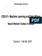 U of T Mississauga Machine Learning Neural Network Matlab Tutorial