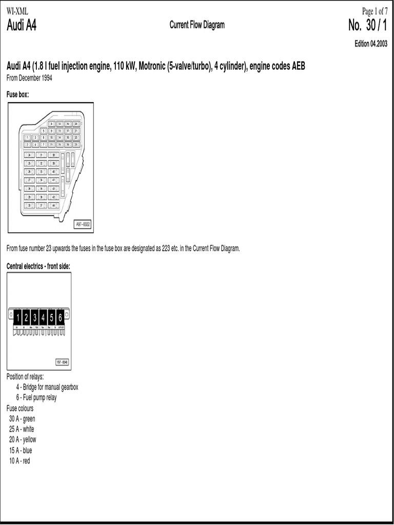 Audi A4 (1.8 L Fuel Injection Engine, 110 KW, Motronic (5Valve/turbo