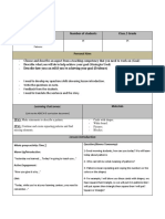 Lesson Plan Template: Date & Duration of Lesson Number of Students Class / Grade