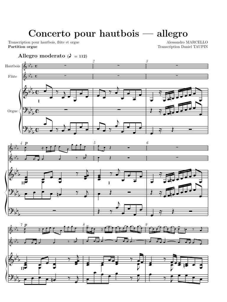 Alessandro Marcello Concerto in C Minor (Oboe & Flute) PDF Music