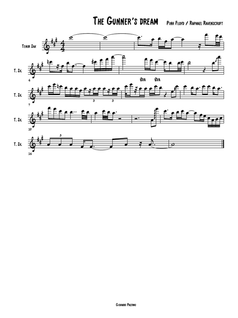 Dream On sheet music for alto saxophone solo (PDF-interactive)