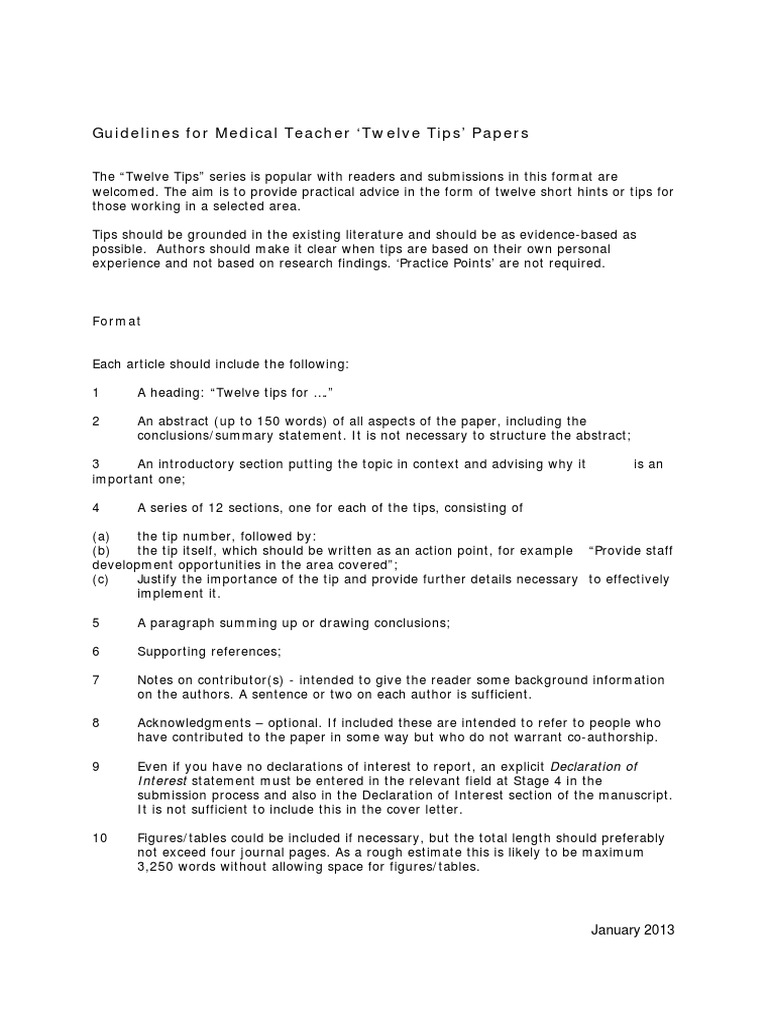 Guidelines for 