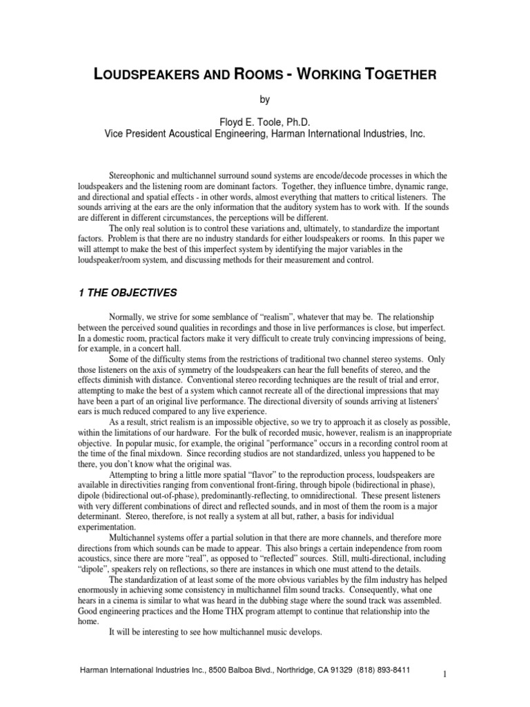 Loudspeakers and Room Acoustics Explained | PDF | Loudspeaker | Sound