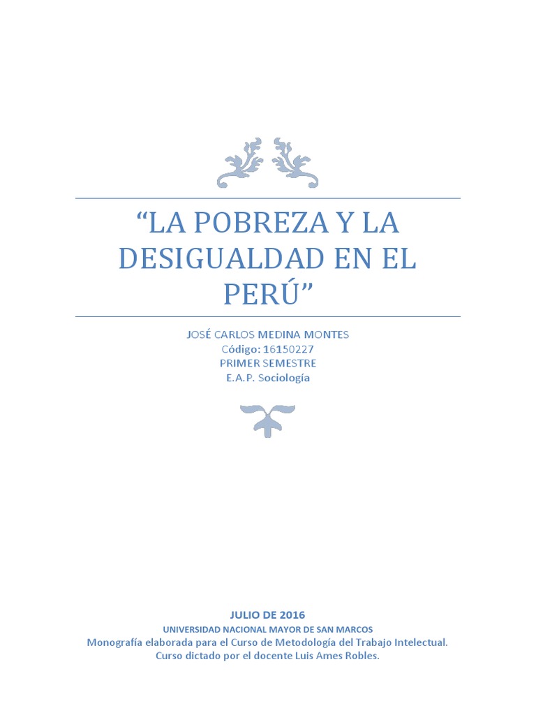 La Pobreza y La Desigualdad en El Perú | PDF | Pobreza | Pobreza e ...