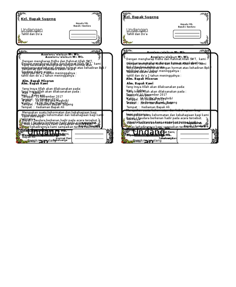 Undangan Tahlil