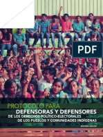 Protocolo para Defensoras y Defensores de los Derechos Político-Electorales de los Pueblos y Comunidades Indígenas