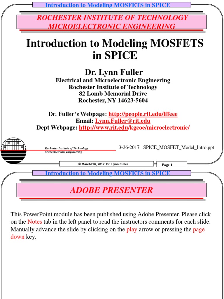 Spice Mosfet Model Pdf Mosfet Spice
