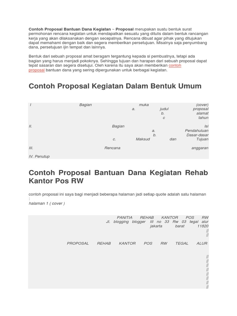 Contoh Proposal Bantuan Dana - Simak Gambar Berikut