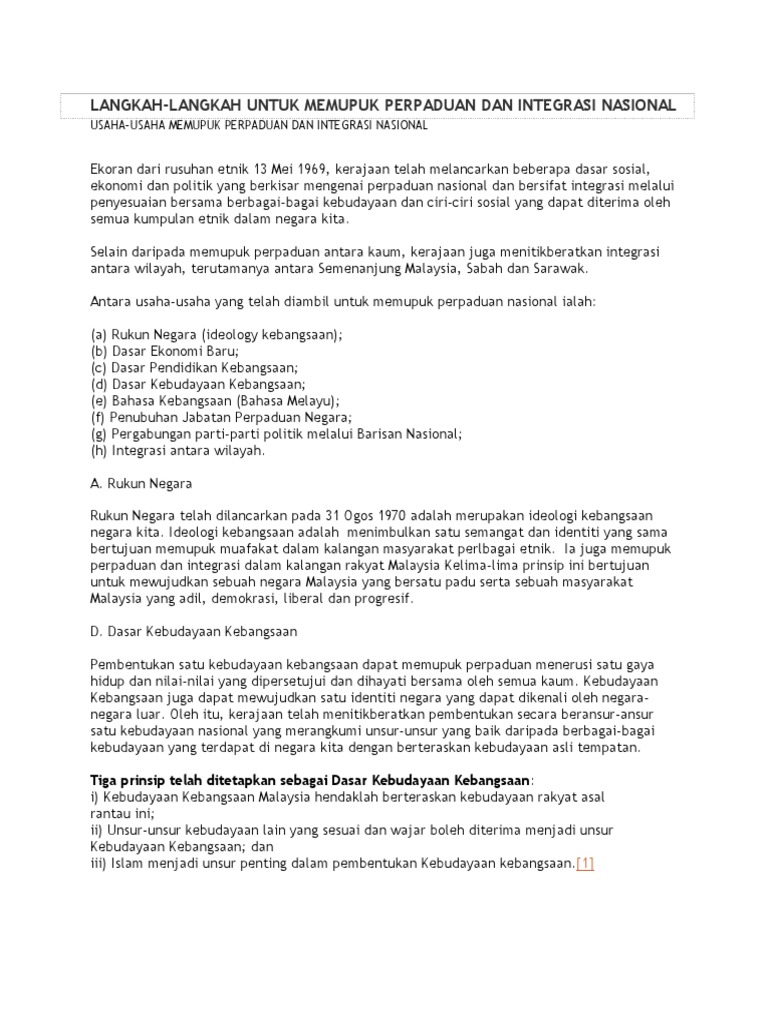 Langkah Langkah Untuk Memupuk Perpaduan Dan Integrasi Nasional Pptx Powerpoint