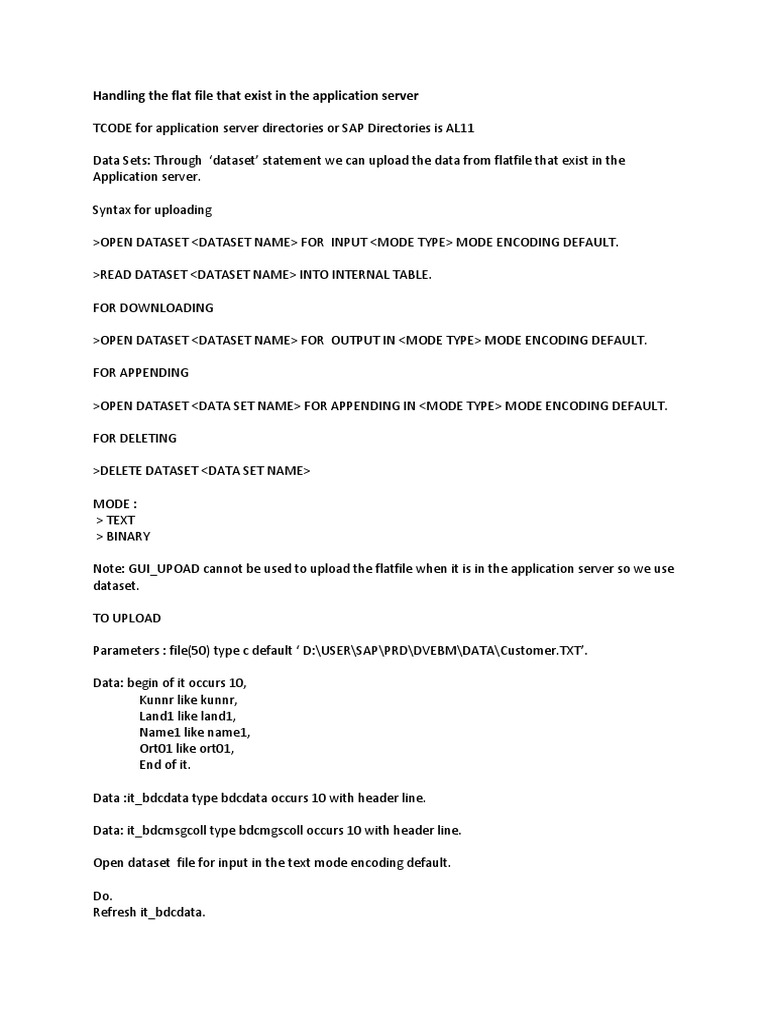 SAP Flat File Handling Guide | PDF | Text File | Computer File