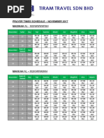 Tiram Travel SDN BHD: Prayer Times Schedule - NOVEMBER 2017 Madinah Al - Munawwarah