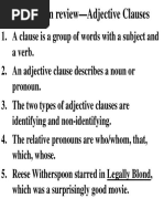 Adjective Clauses Review Ex Answer Key