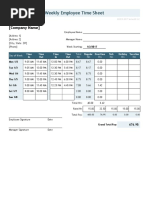 Weekly Employee Time Sheet: (Company Name)