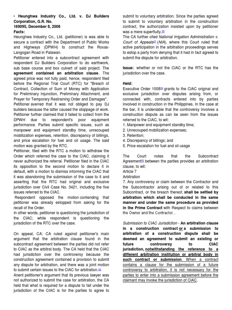 Jurisdiction of Construction Industry Arbitration Commission (CIAC